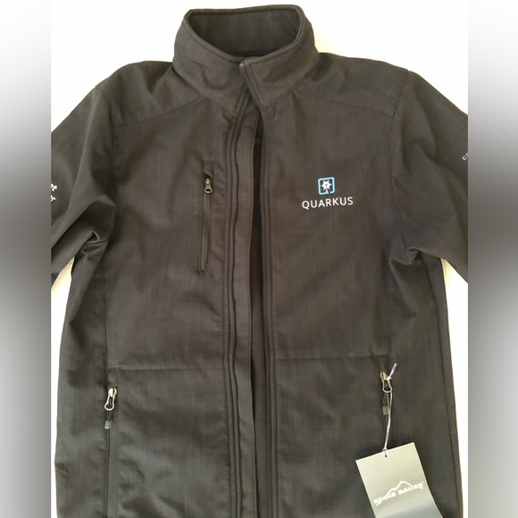 Eddie Bauer Men’s Red Hat Shaded Crosshatch Soft Shell Black Jacket - Picture 15 of 16